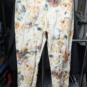 Peruvian Connection Watercolor Floral Pants Size 6